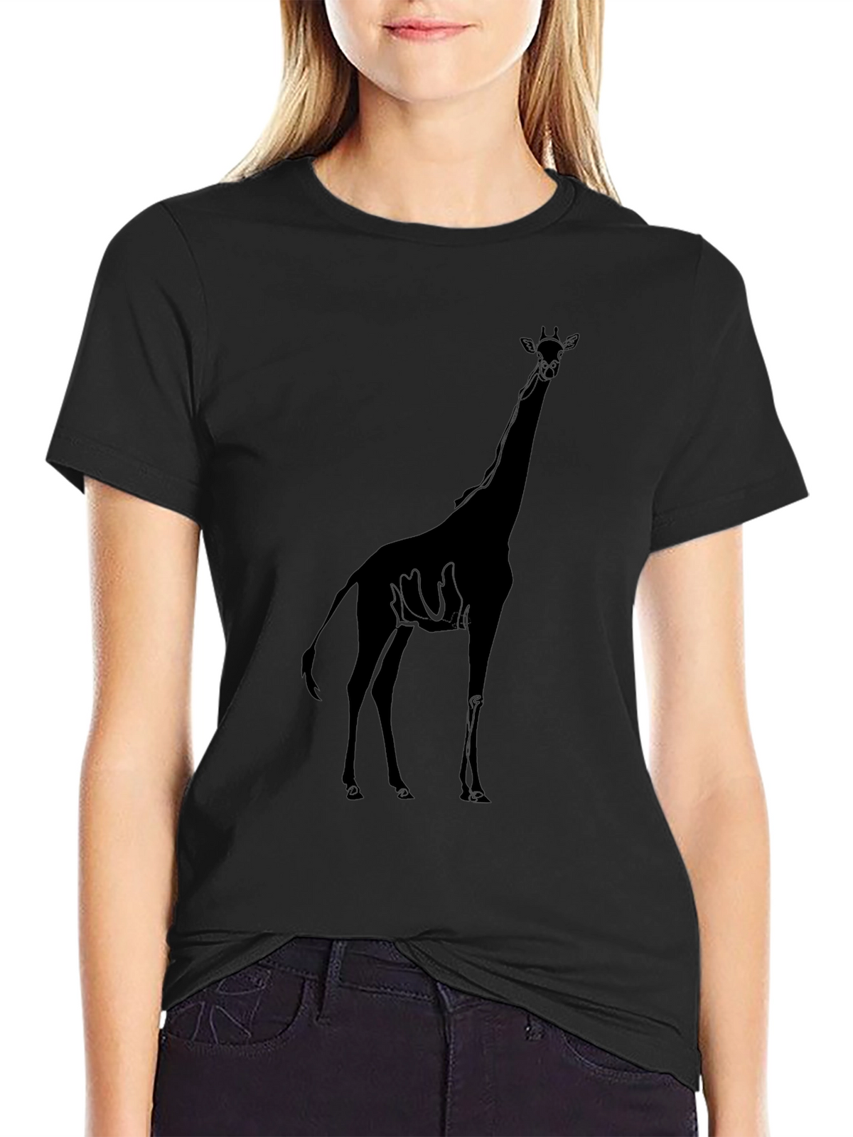 Giraffe Silhouette Black Graphic Tee Shirt
