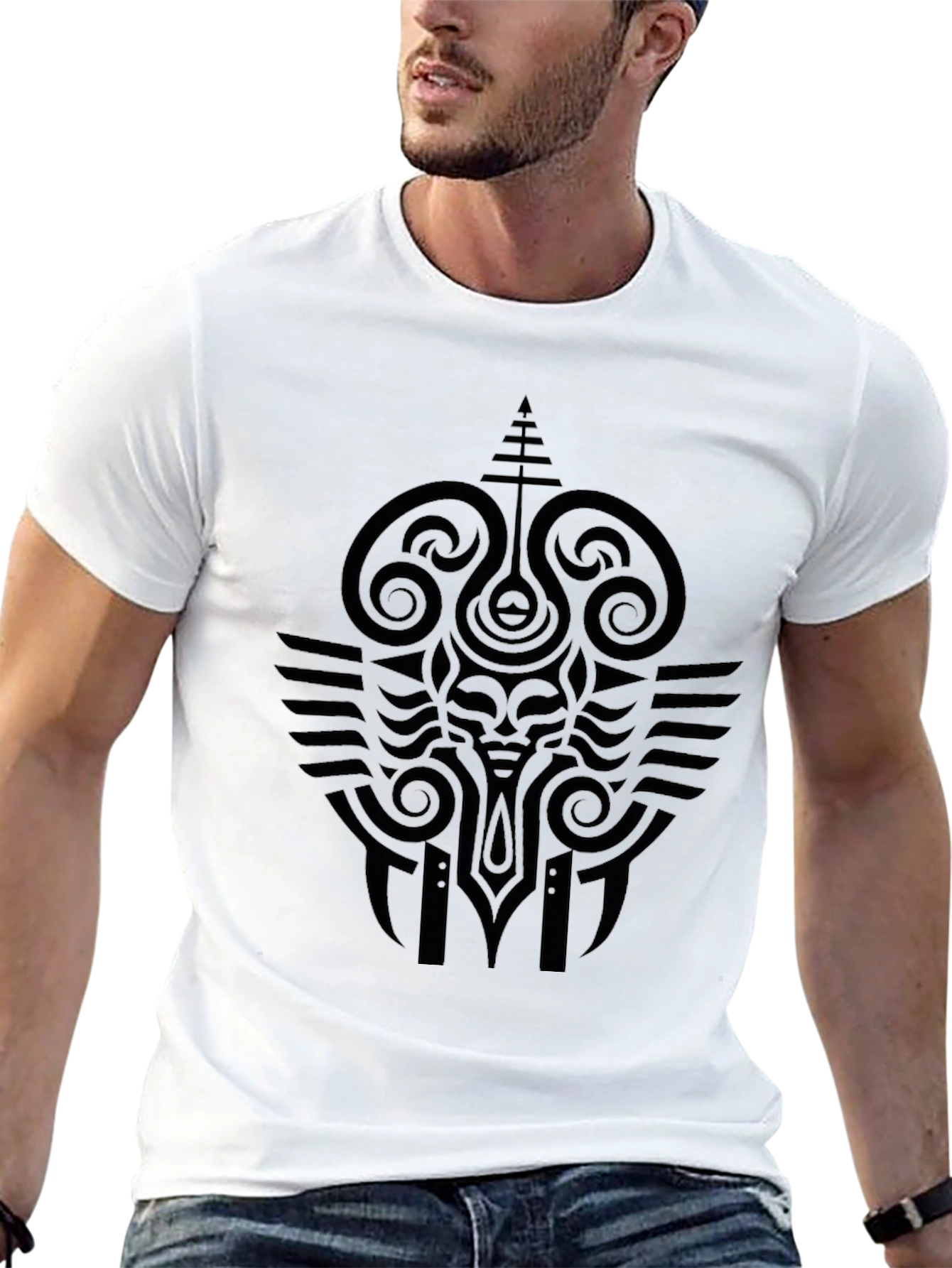 Tribal Graphic Print Black T-Shirt
