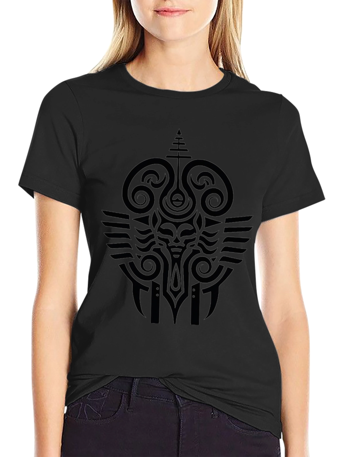 Tribal Graphic Print Black T-Shirt