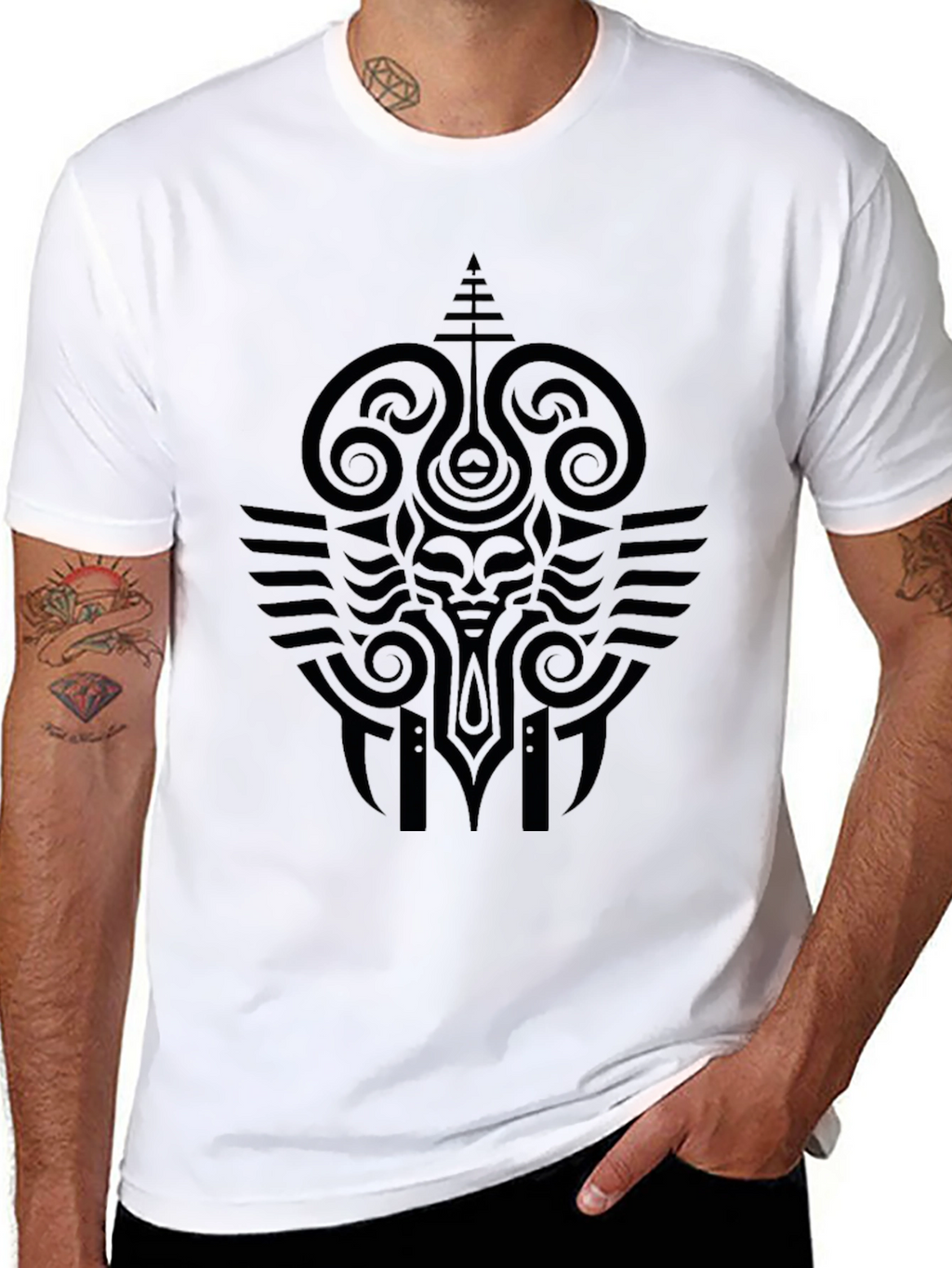 Tribal Graphic Print Black T-Shirt