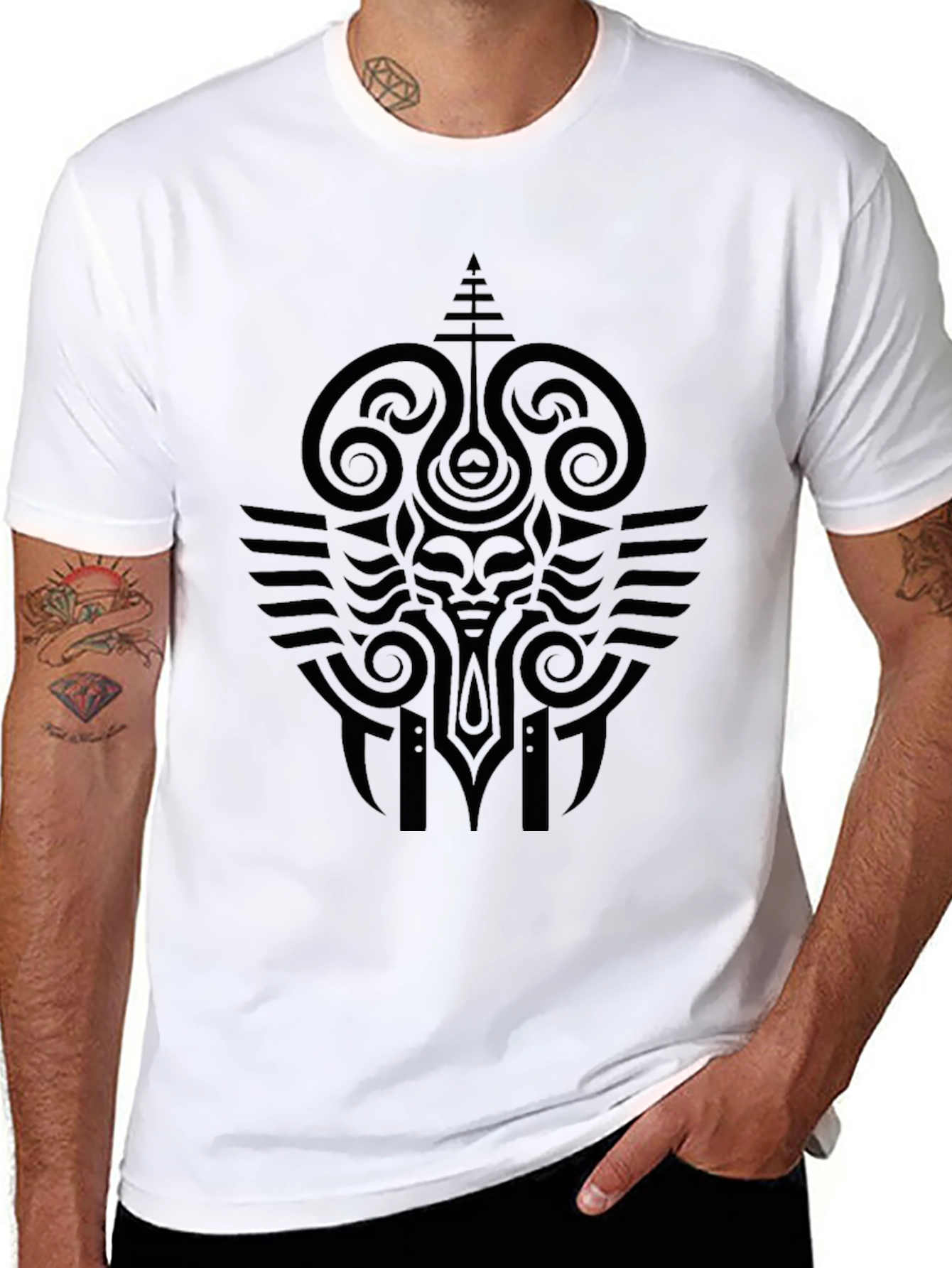 Tribal Graphic Print Black T-Shirt