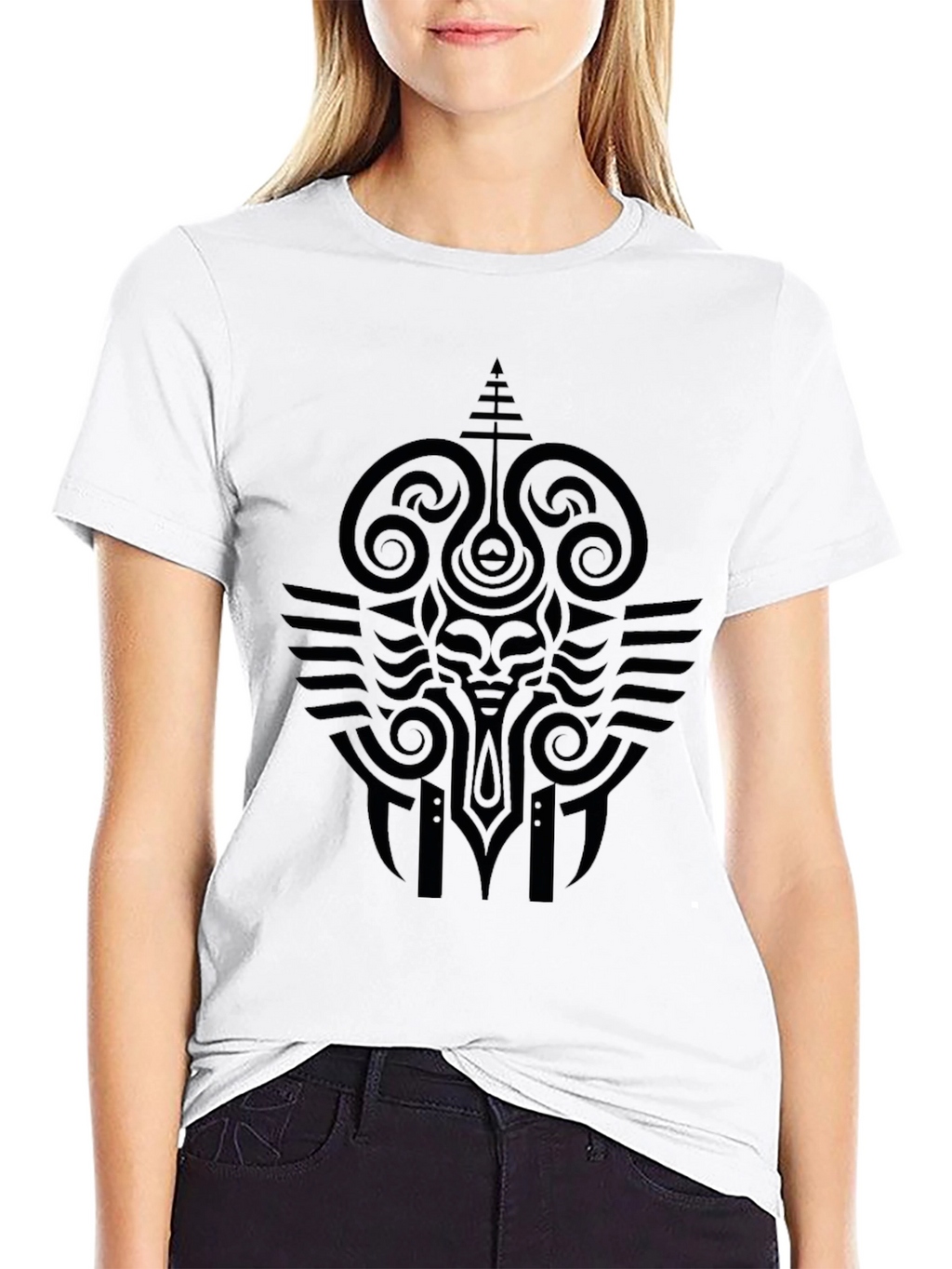 Tribal Graphic Print Black T-Shirt