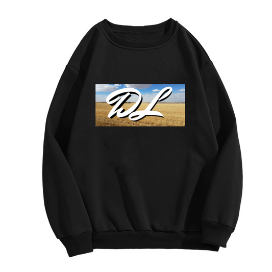 DL Monogram Landscape Crewneck Sweatshirt, Vintage Field Sky Pullover, Personalized Initial Gift