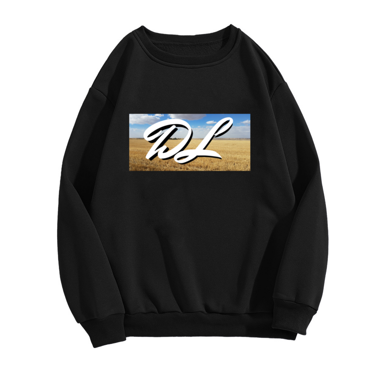DL Monogram Landscape Crewneck Sweatshirt, Vintage Field Sky Pullover, Personalized Initial Gift