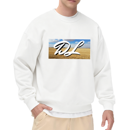 DL Monogram Landscape Crewneck Sweatshirt, Vintage Field Sky Pullover, Personalized Initial Gift