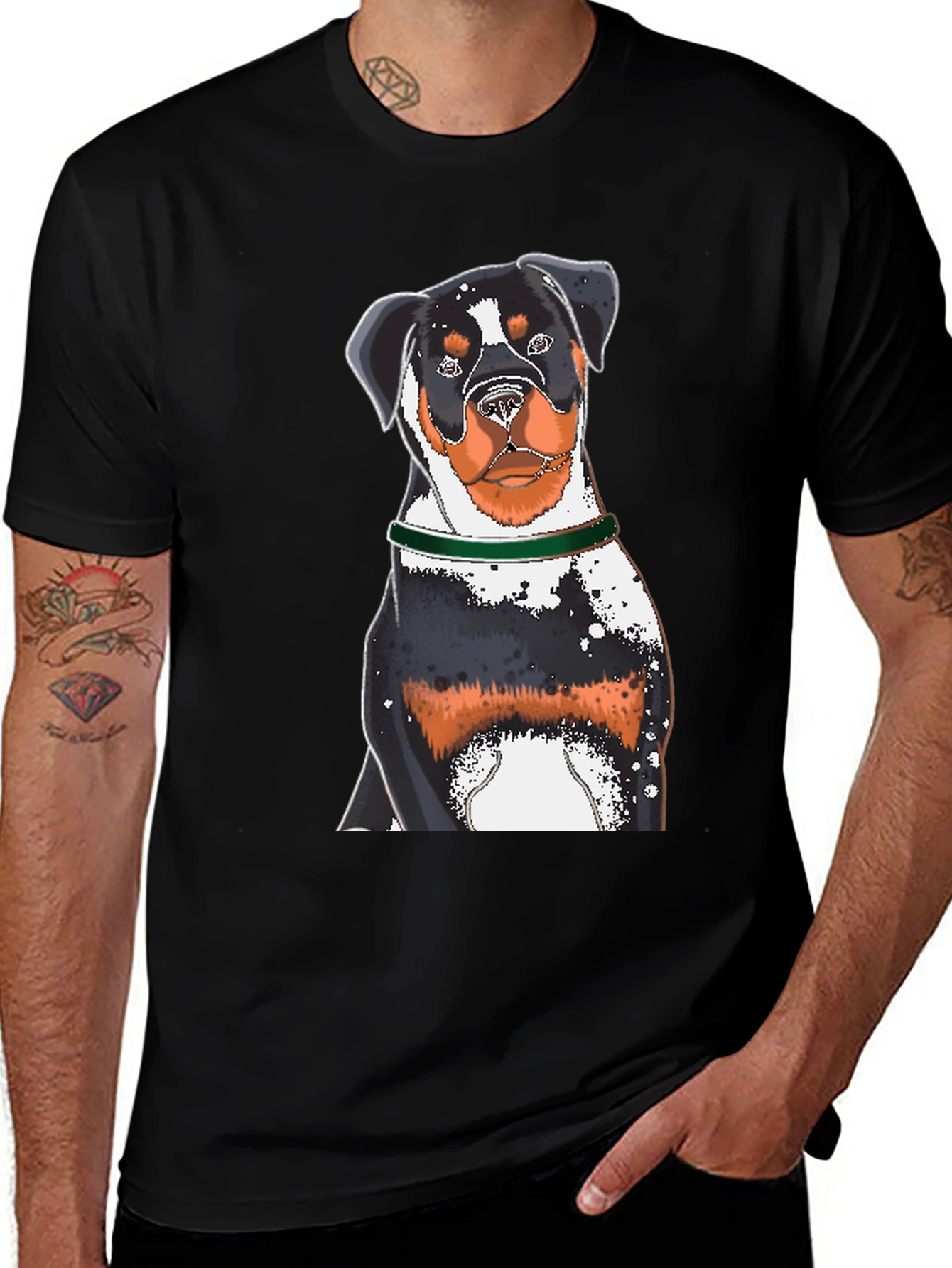 Rottweiler Dog Graphic Black T-Shirt