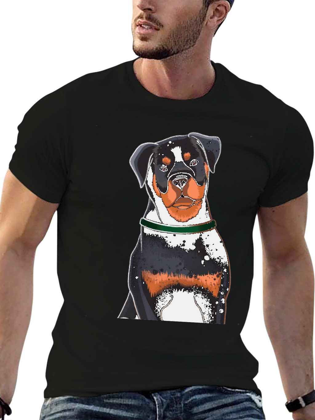 Rottweiler Dog Graphic Black T-Shirt