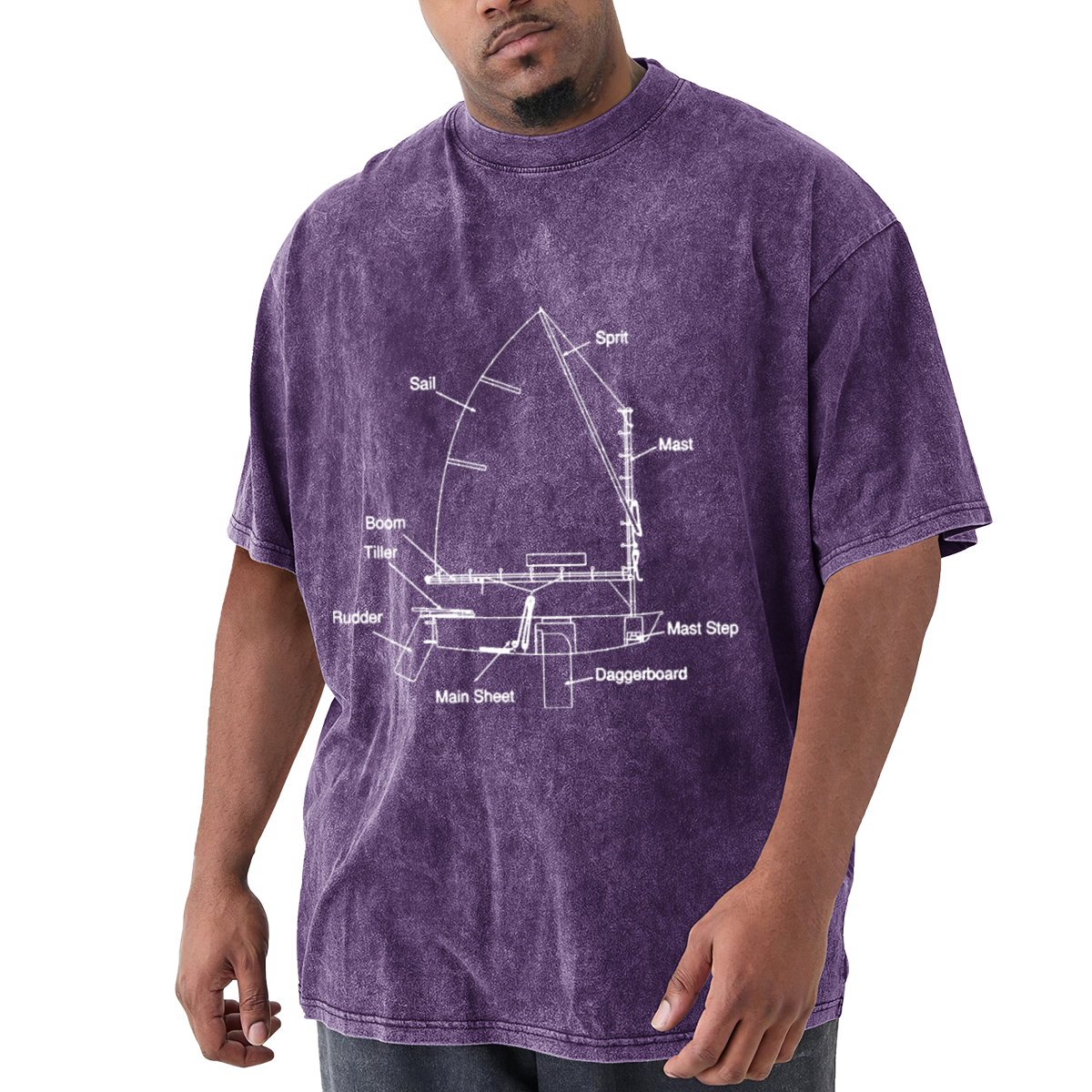 Sailboat Technical Blueprint Diagram Sailing T-Shirt