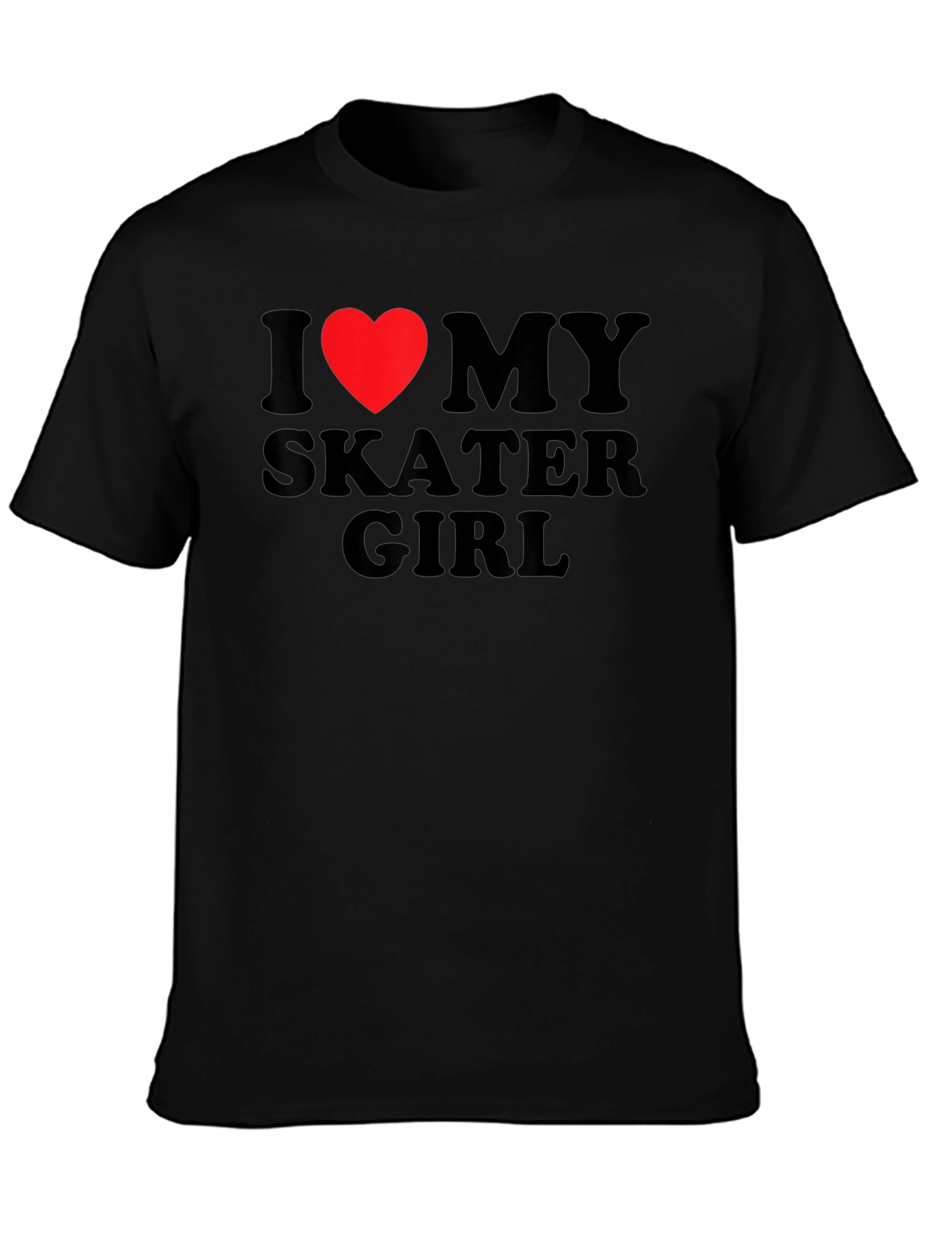 I Heart My Skater Girl T-Shirt - Black Cotton Tee