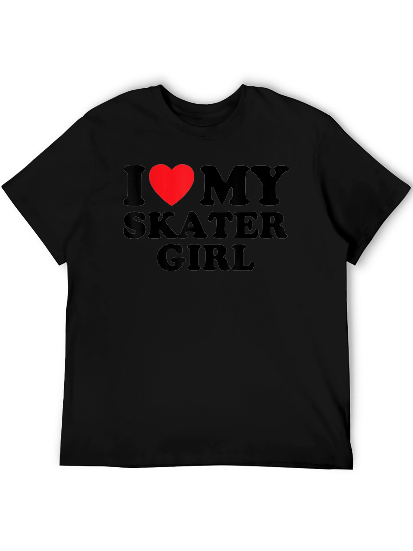 I Heart My Skater Girl T-Shirt - Black Cotton Tee