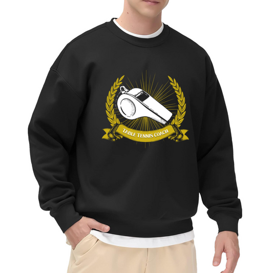 Table Tennis Coach Sweatshirt | Vintage Whistle Emblem Graphic Crewneck, Ping Pong Coach Pullover Top, Sports Coach Appreciation Gift
