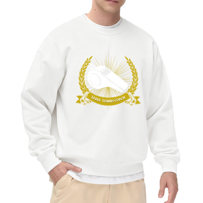 Table Tennis Coach Sweatshirt | Vintage Whistle Emblem Graphic Crewneck, Ping Pong Coach Pullover Top, Sports Coach Appreciation Gift