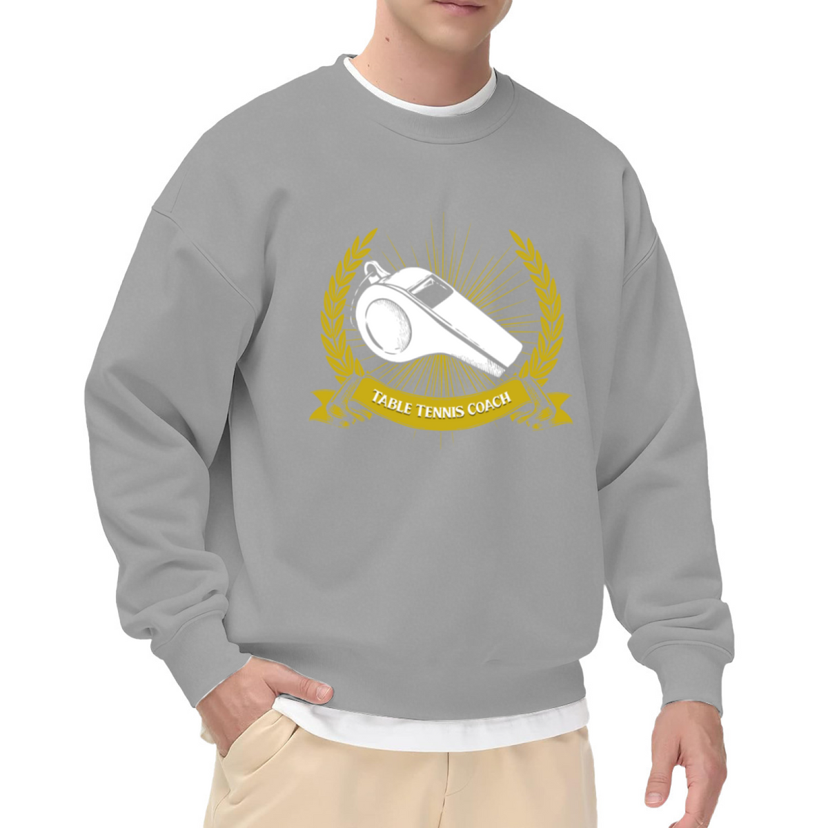 Table Tennis Coach Sweatshirt | Vintage Whistle Emblem Graphic Crewneck, Ping Pong Coach Pullover Top, Sports Coach Appreciation Gift