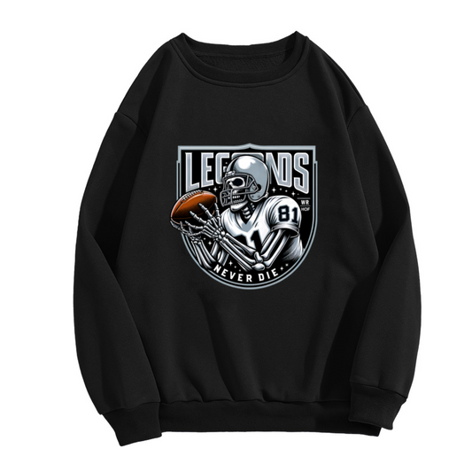 Legends Never Die Skeleton Football Crewneck Sweatshirt, Wide Receiver Hall Of Fame Pullover, Football Gift