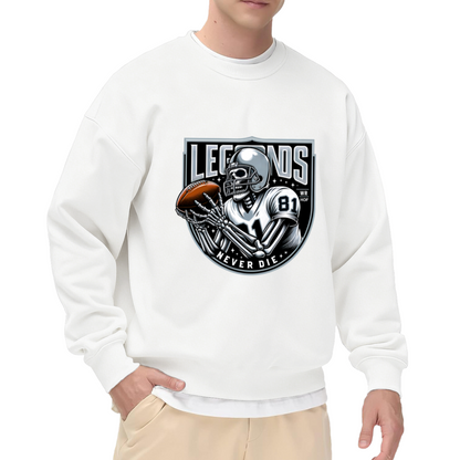 Legends Never Die Skeleton Football Crewneck Sweatshirt, Wide Receiver Hall Of Fame Pullover, Football Gift