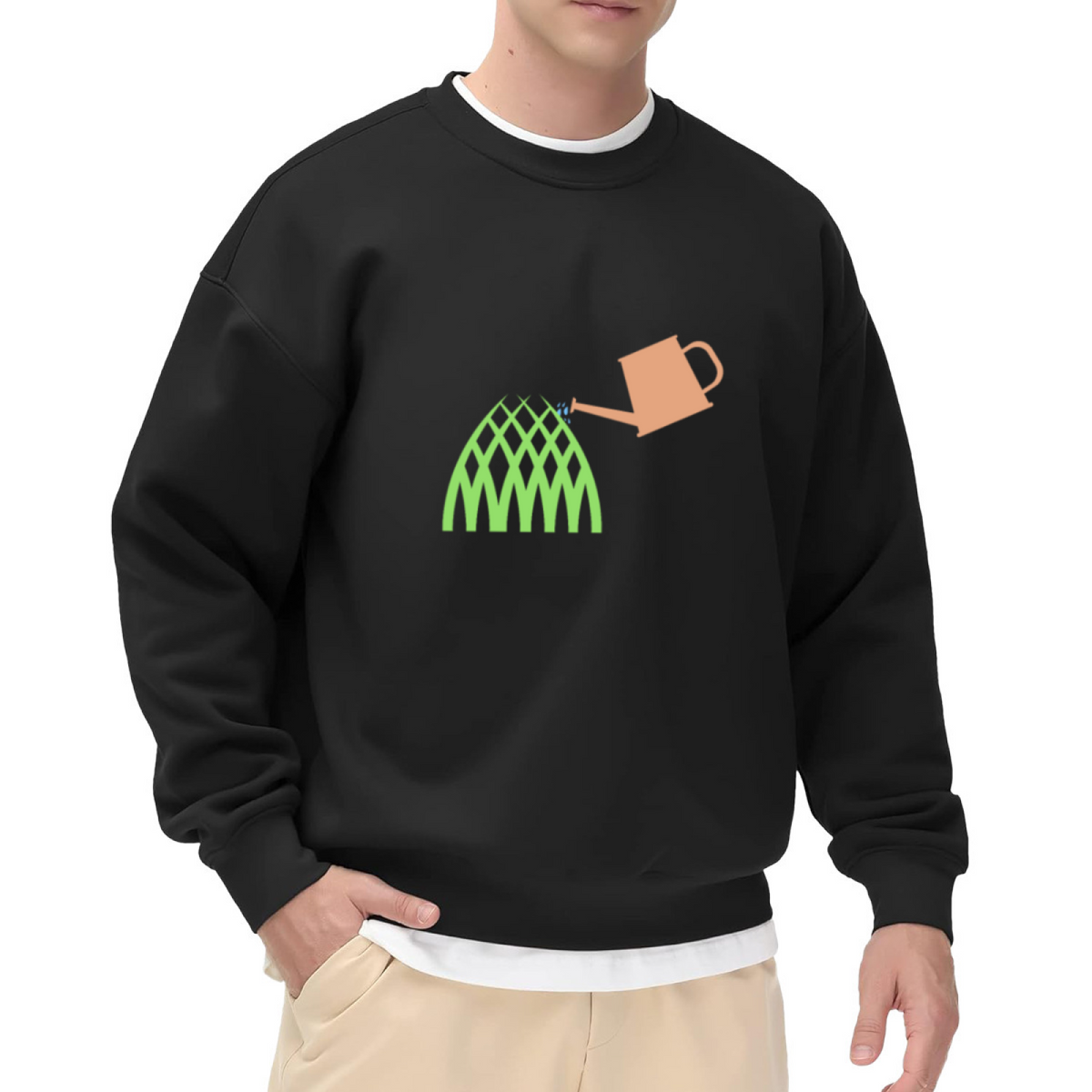 Watering Can Garden Trellis Minimalist Crewneck Sweatshirt | Cute Gardening Graphic Pullover, Gardener Gift Top