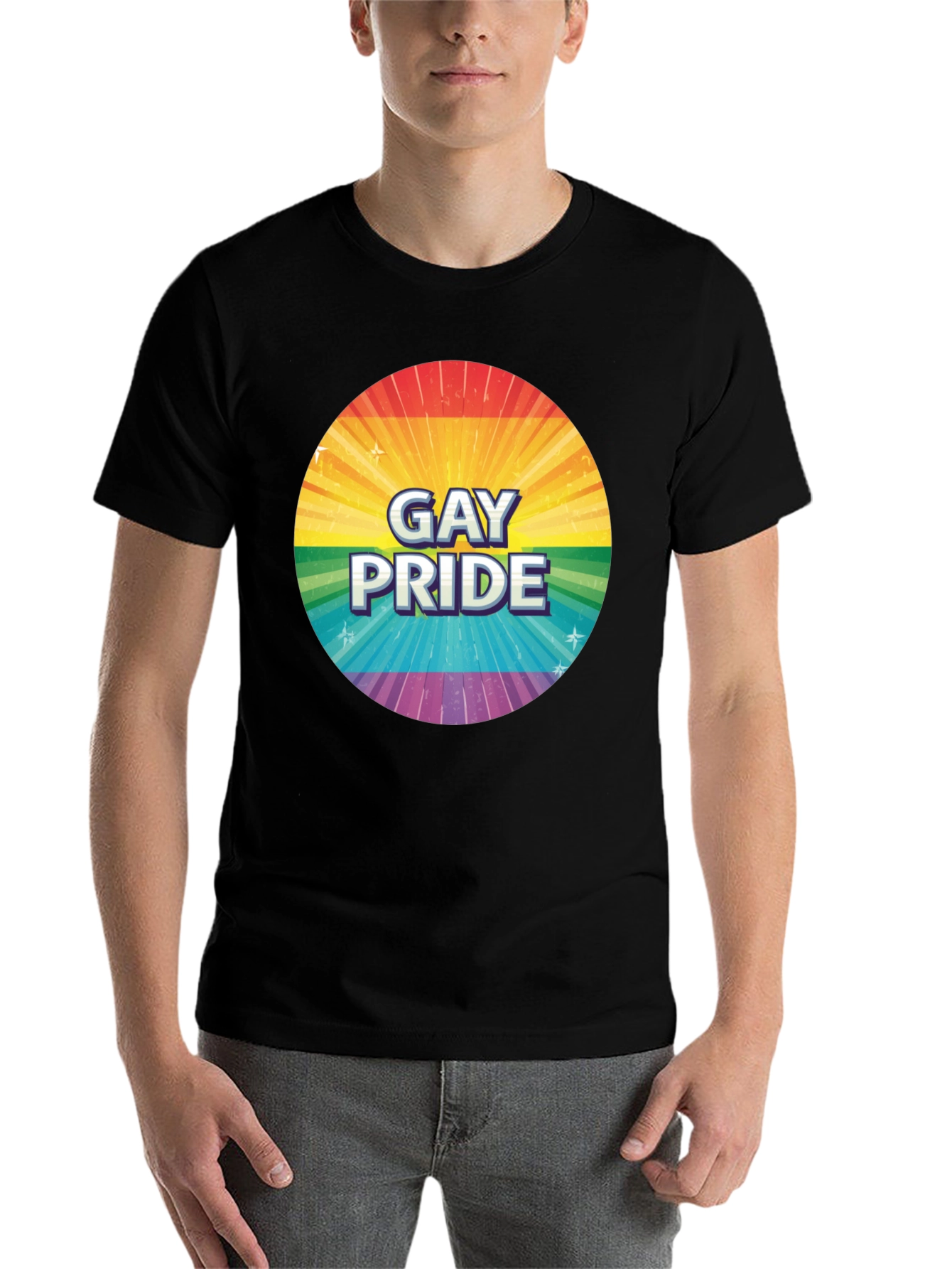 Gay Pride Rainbow Graphic Tee - Black