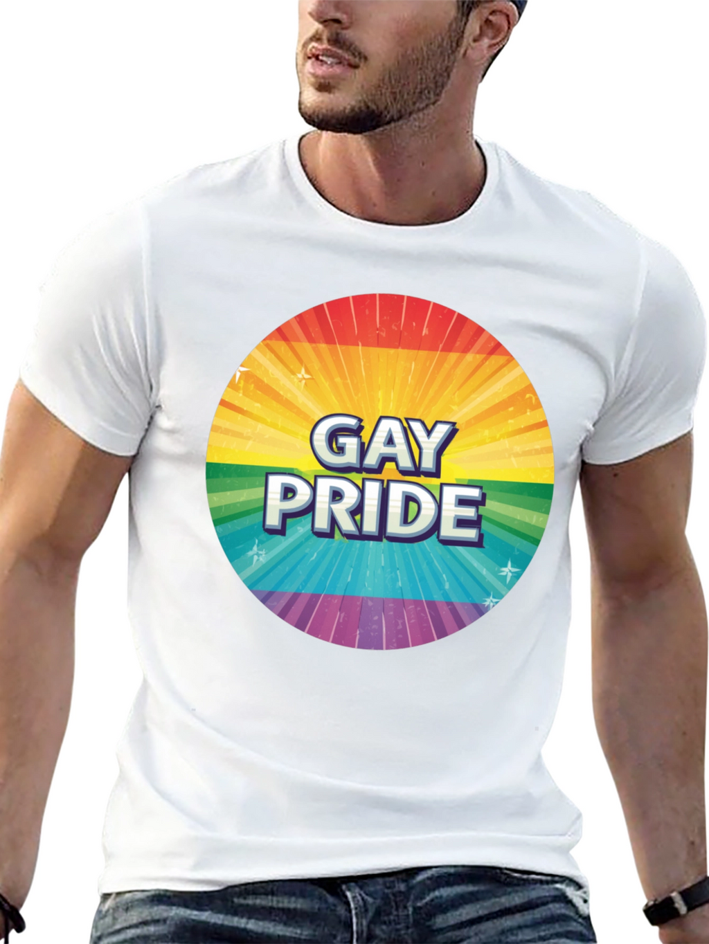 Gay Pride Rainbow Graphic Tee - Black