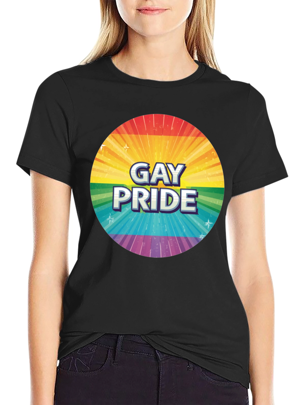 Gay Pride Rainbow Graphic Tee - Black