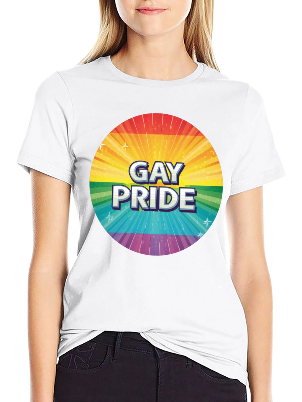 Gay Pride Rainbow Graphic Tee - Black