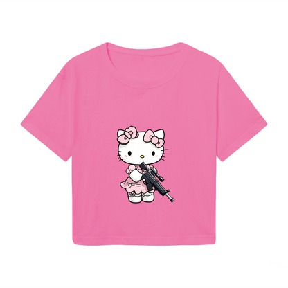 Sweet Simple Hello Kitty White Kawaii Cropped Tee