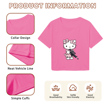 Sweet Simple Hello Kitty White Kawaii Cropped Tee