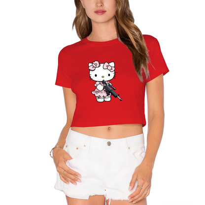 Sweet Simple Hello Kitty White Kawaii Cropped Tee