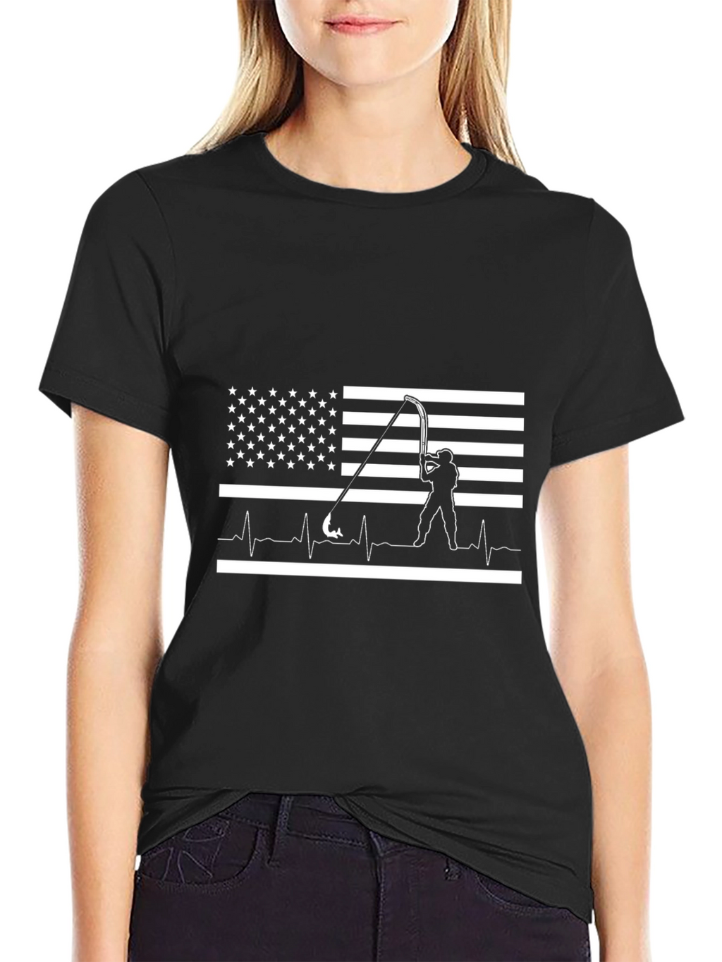 American Fishing Heartbeat T-Shirt