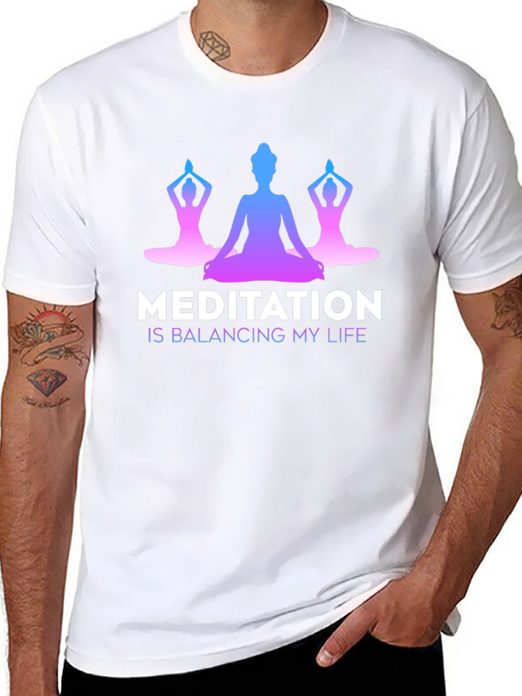 Meditation Balancing Life Black T-Shirt