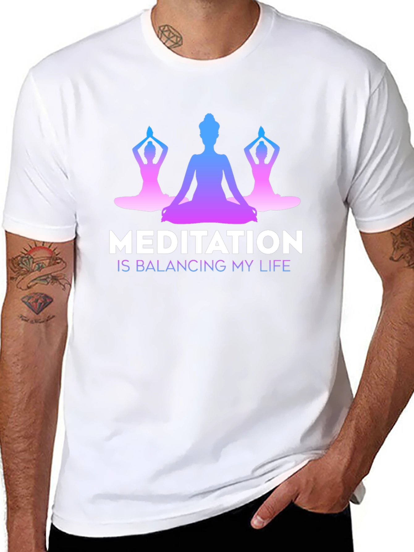 Meditation Balancing Life Black T-Shirt