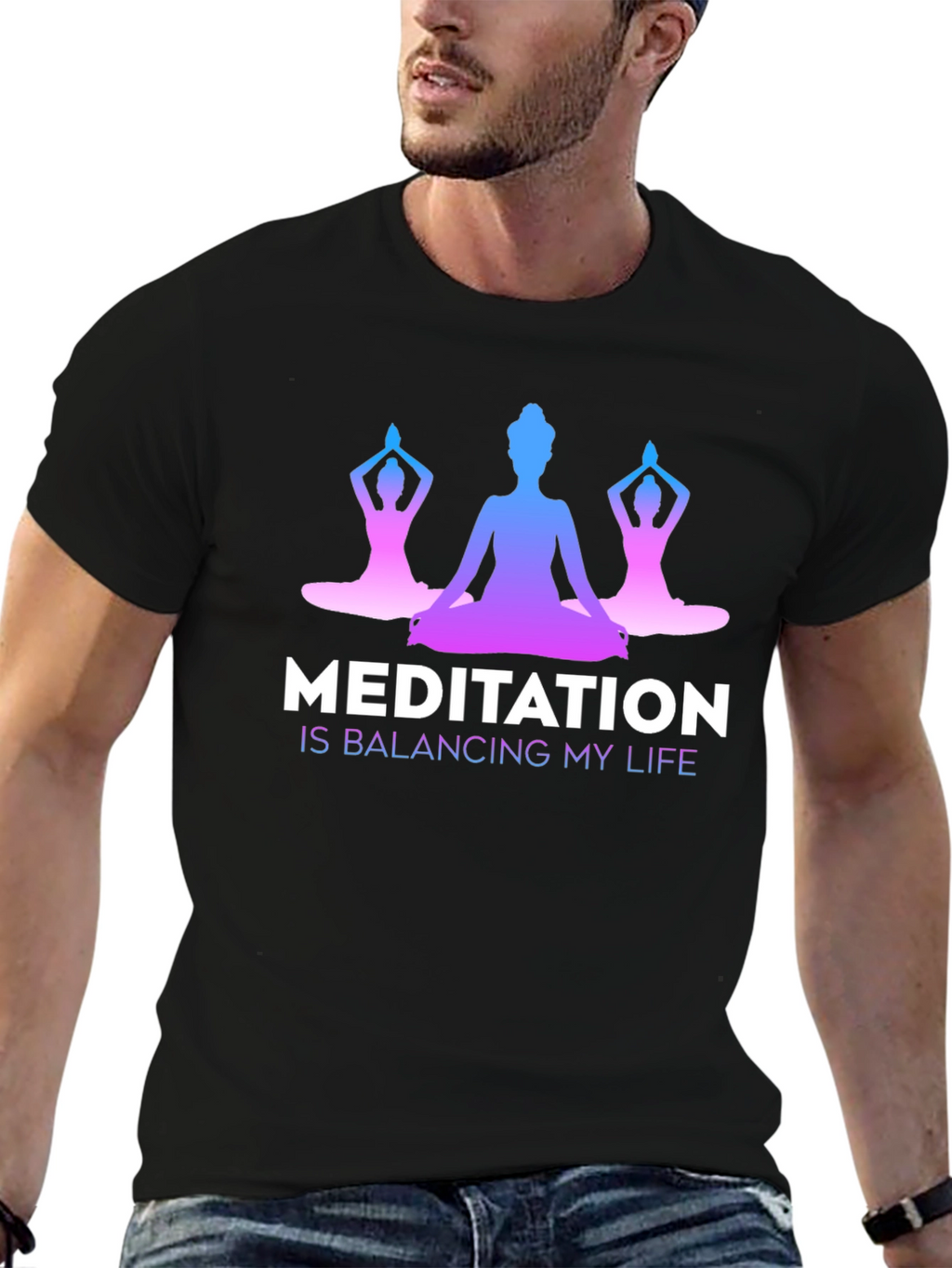 Meditation Balancing Life Black T-Shirt