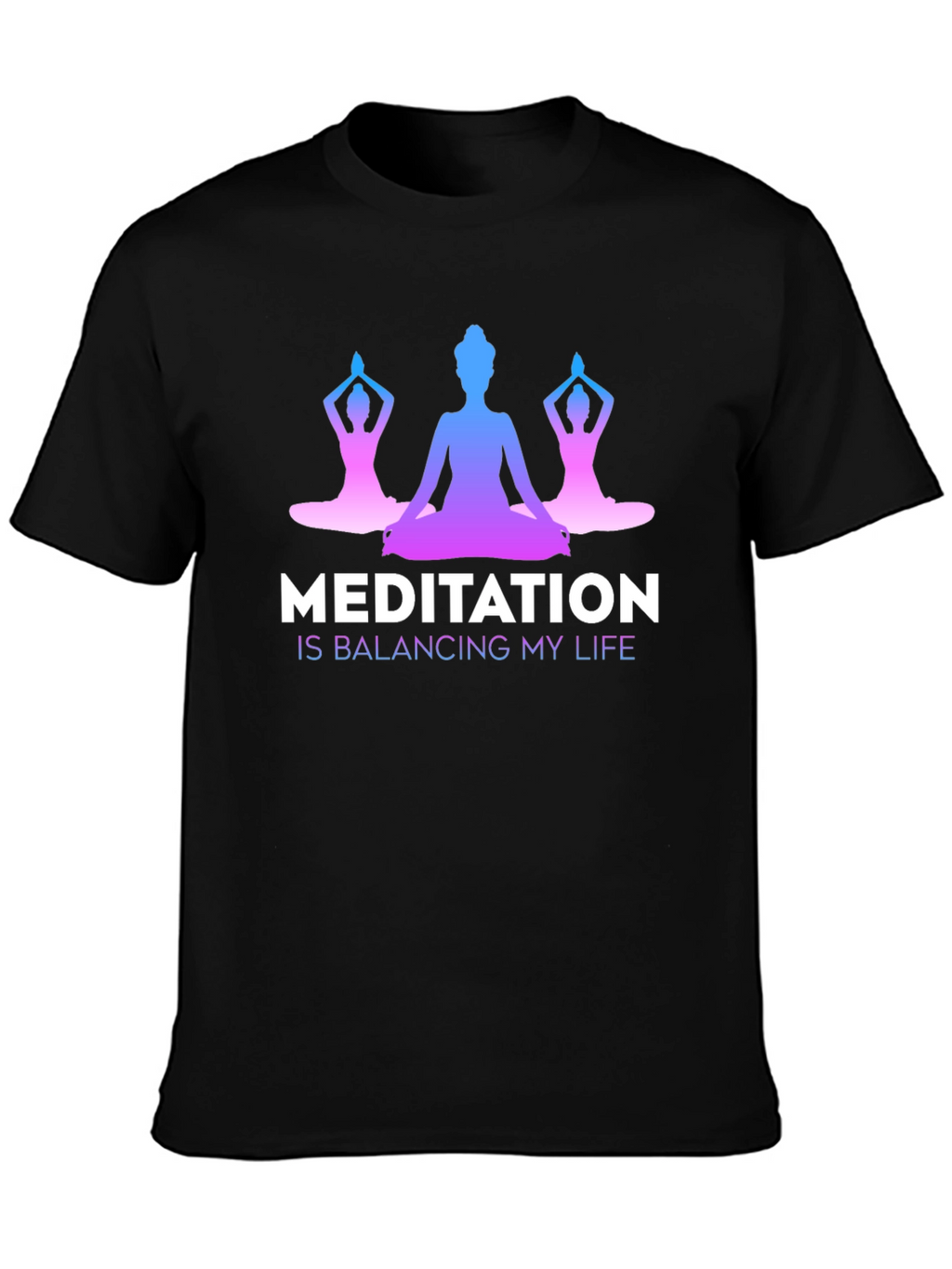 Meditation Balancing Life Black T-Shirt
