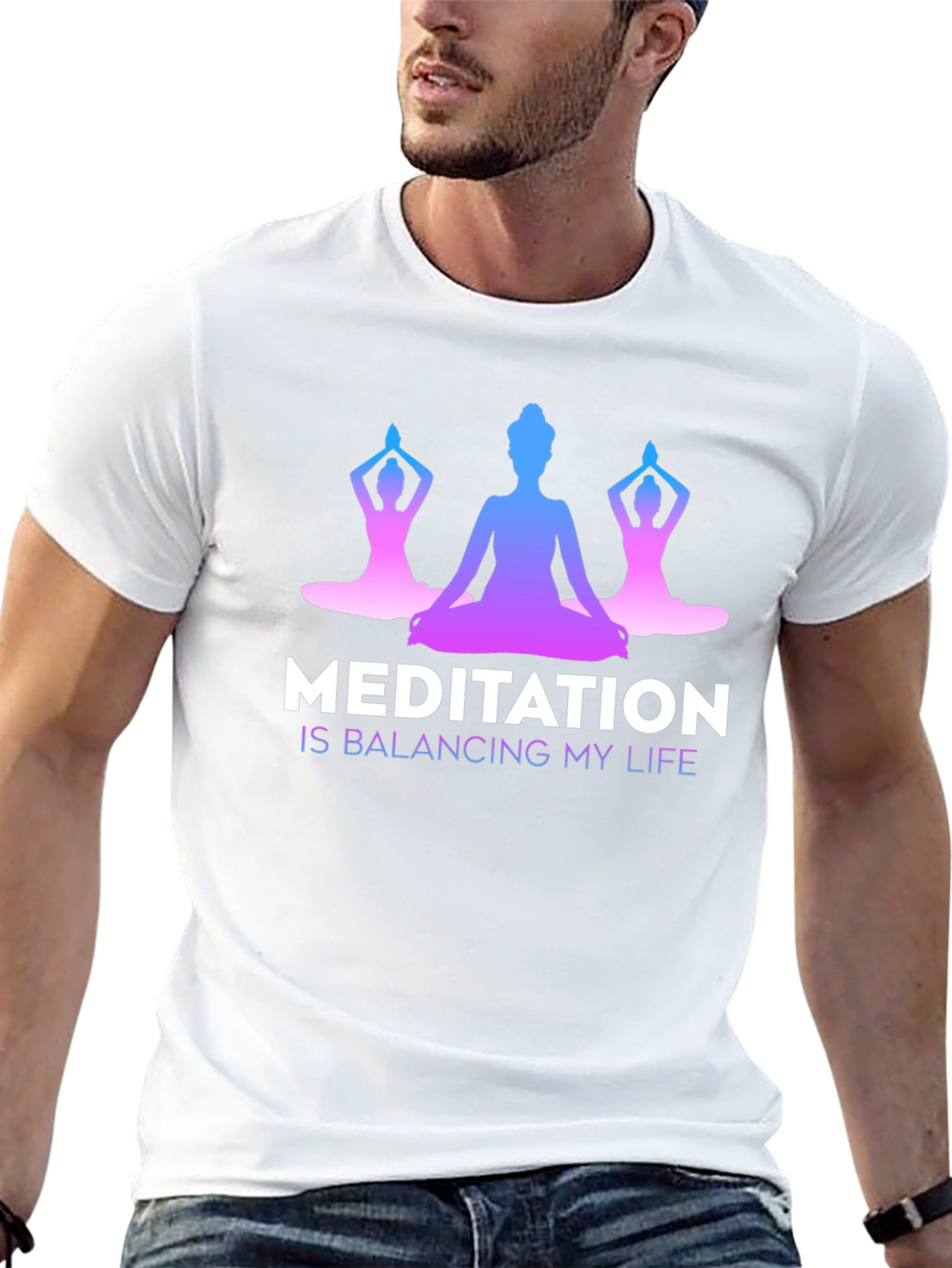 Meditation Balancing Life Black T-Shirt