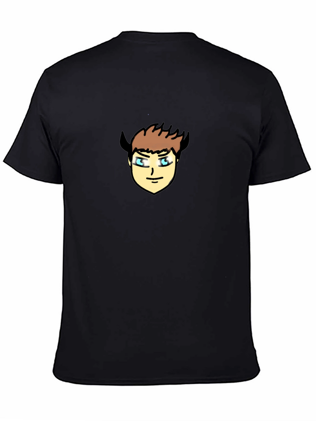 Black T-Shirt with Cartoon Devil Face Graphic