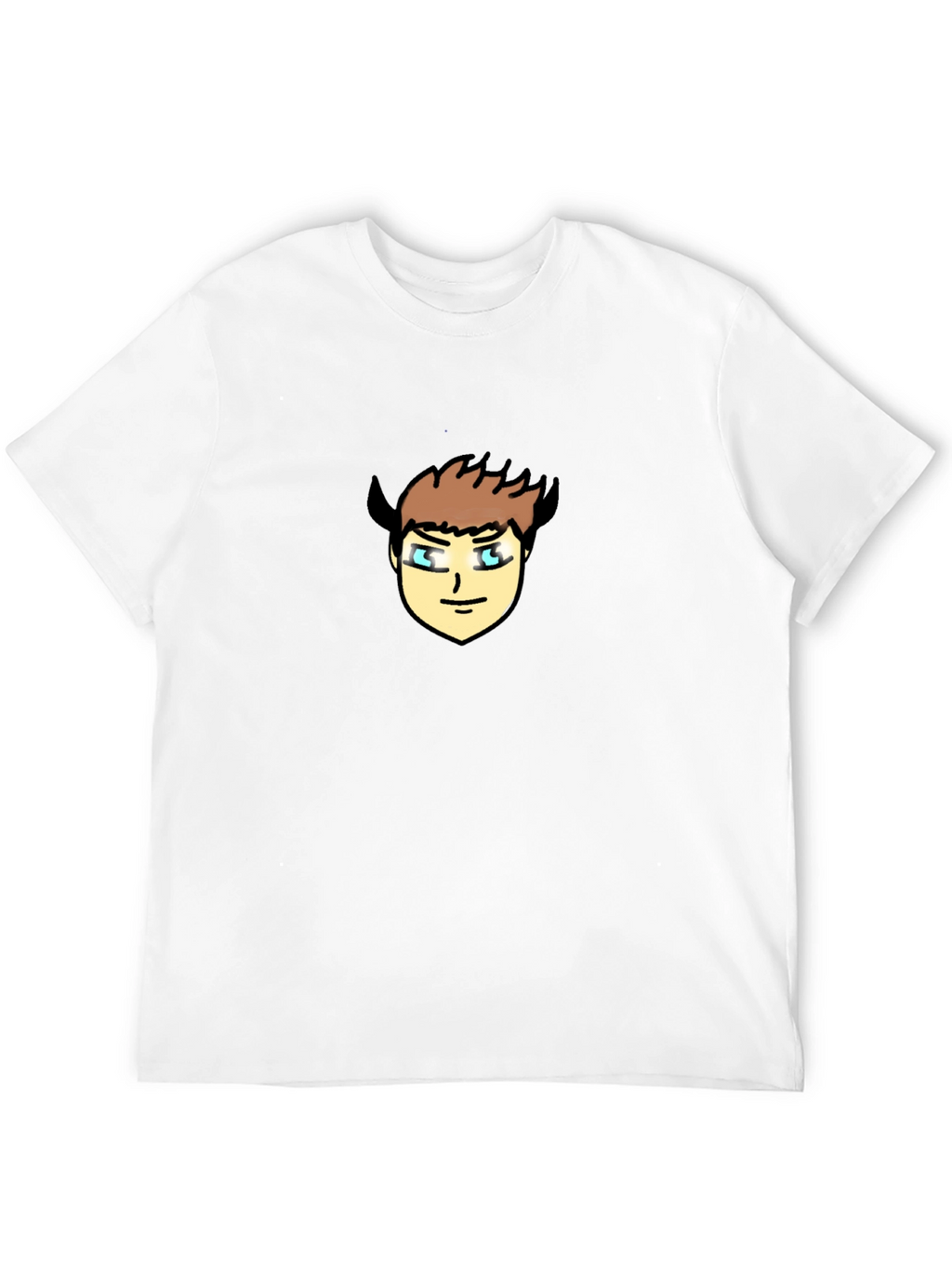 Black T-Shirt with Cartoon Devil Face Graphic