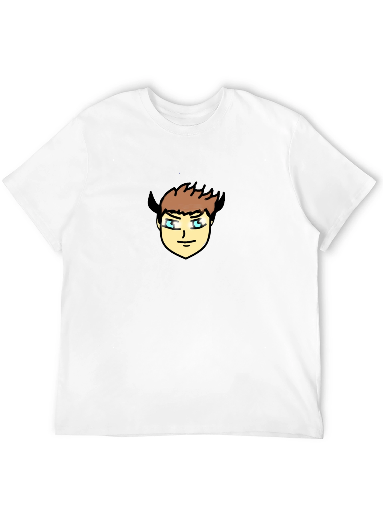 Black T-Shirt with Cartoon Devil Face Graphic