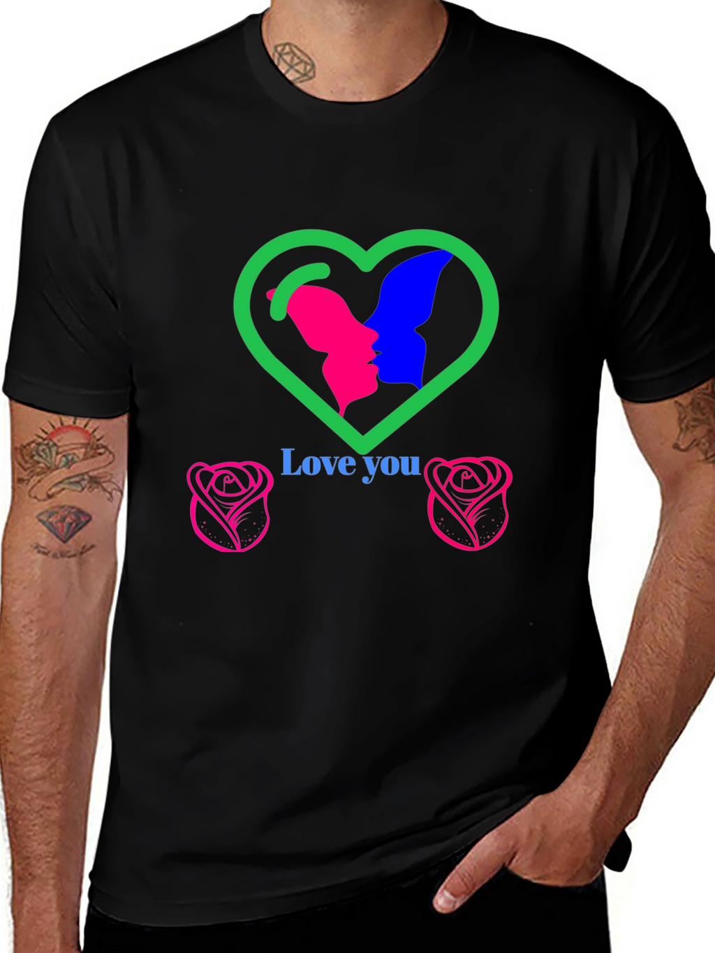 Love You Graphic T-Shirt - Romantic Design