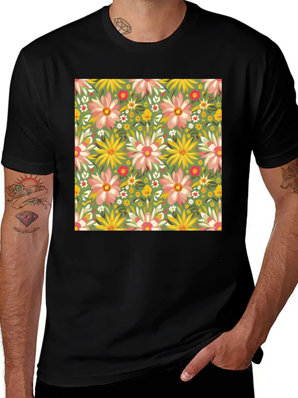 Floral Print Crew Neck T-Shirt