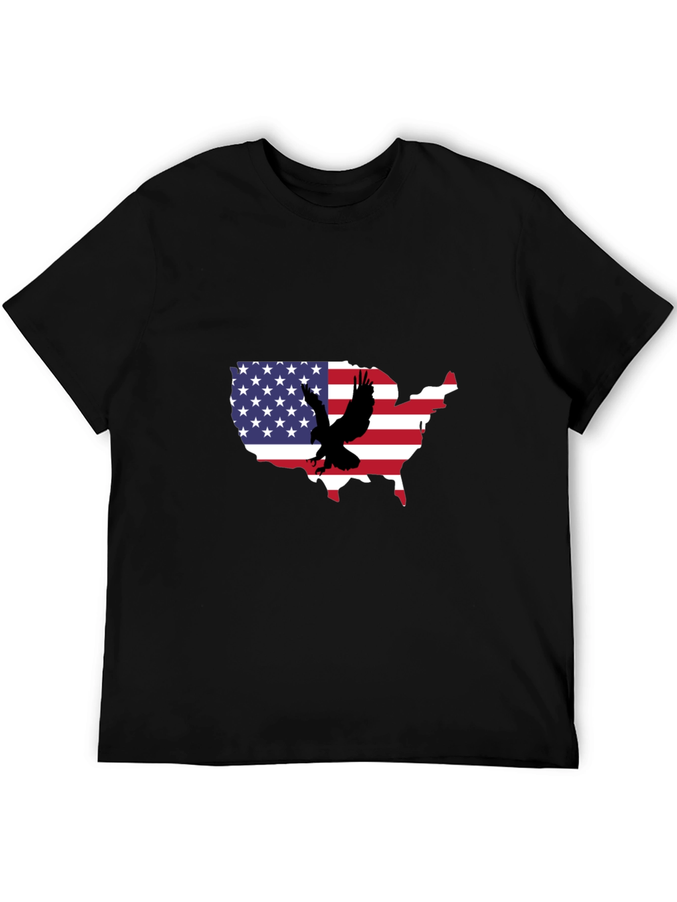 USA Flag Eagle Graphic Black T-Shirt