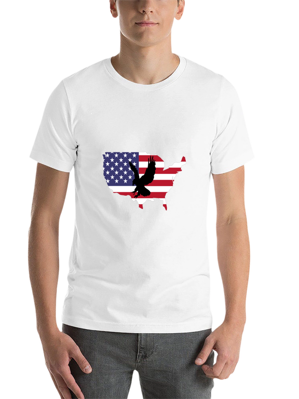 USA Flag Eagle Graphic Black T-Shirt