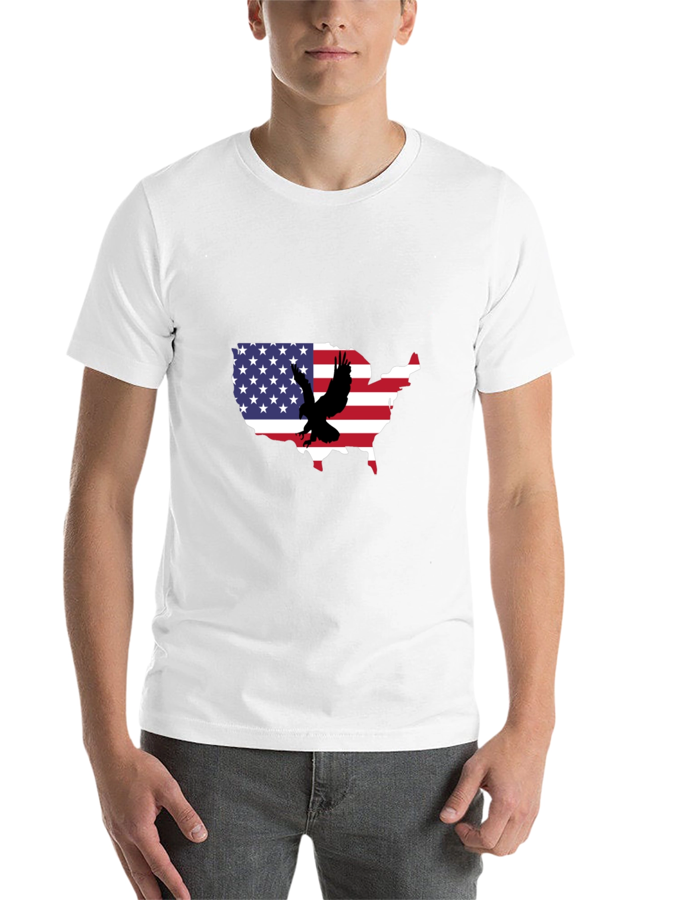 USA Flag Eagle Graphic Black T-Shirt