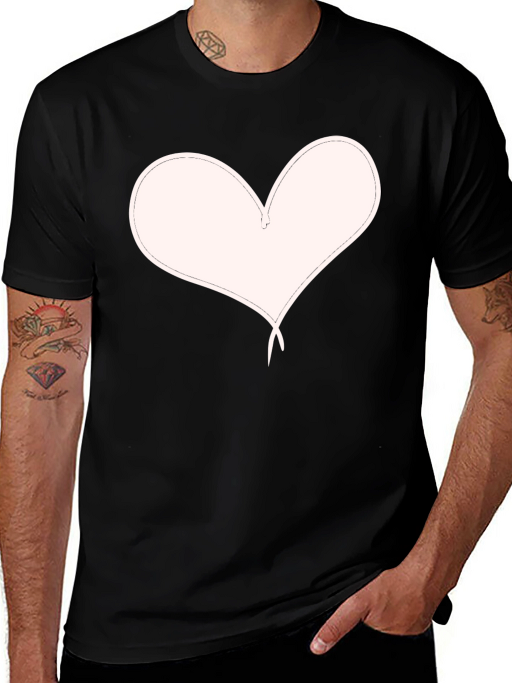 Heart Graphic Black T-Shirt Casual Style