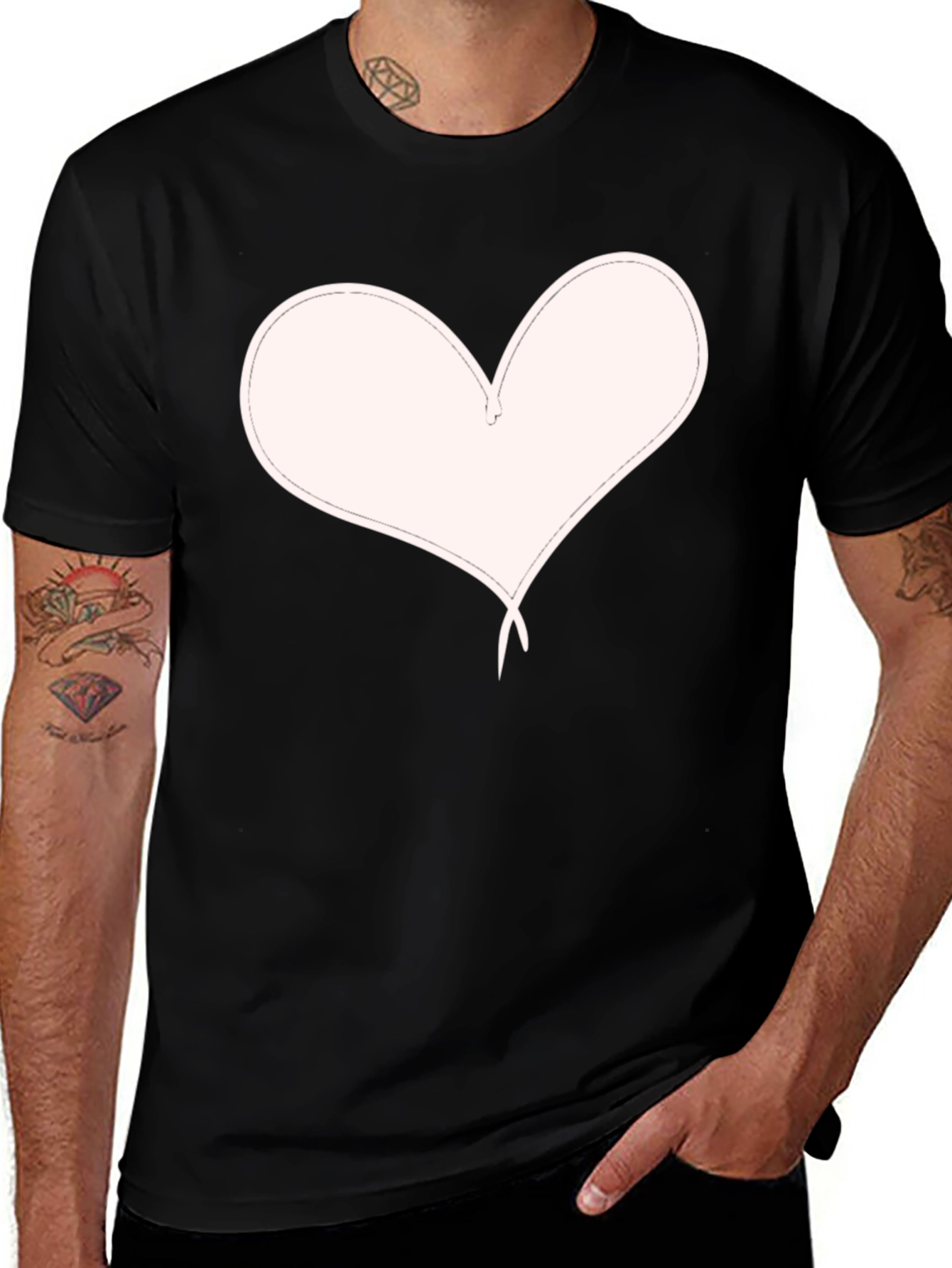 Heart Graphic Black T-Shirt Casual Style