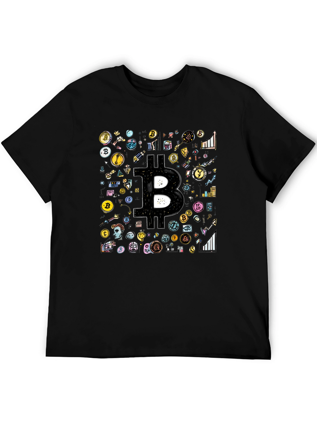 Bitcoin Crypto Black T-Shirt Cool Design
