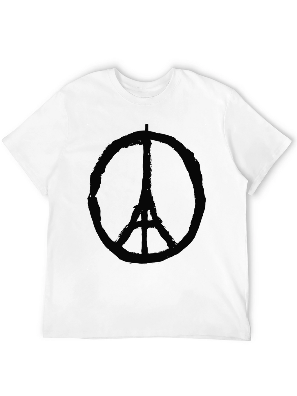 Eiffel Tower Peace Sign Graphic Black T-Shirt