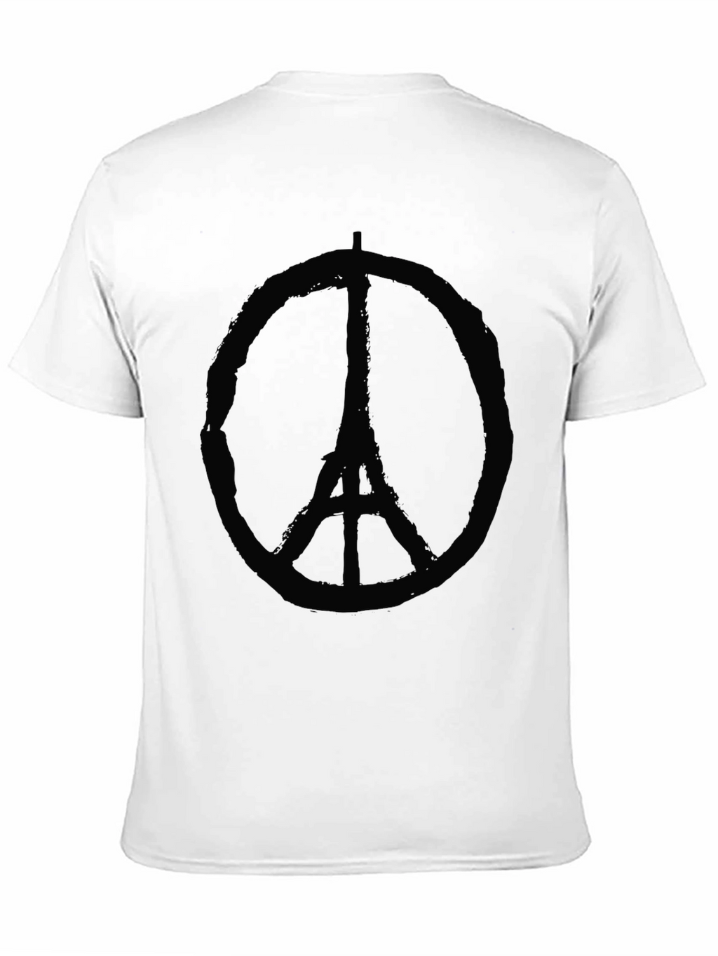 Eiffel Tower Peace Sign Graphic Black T-Shirt