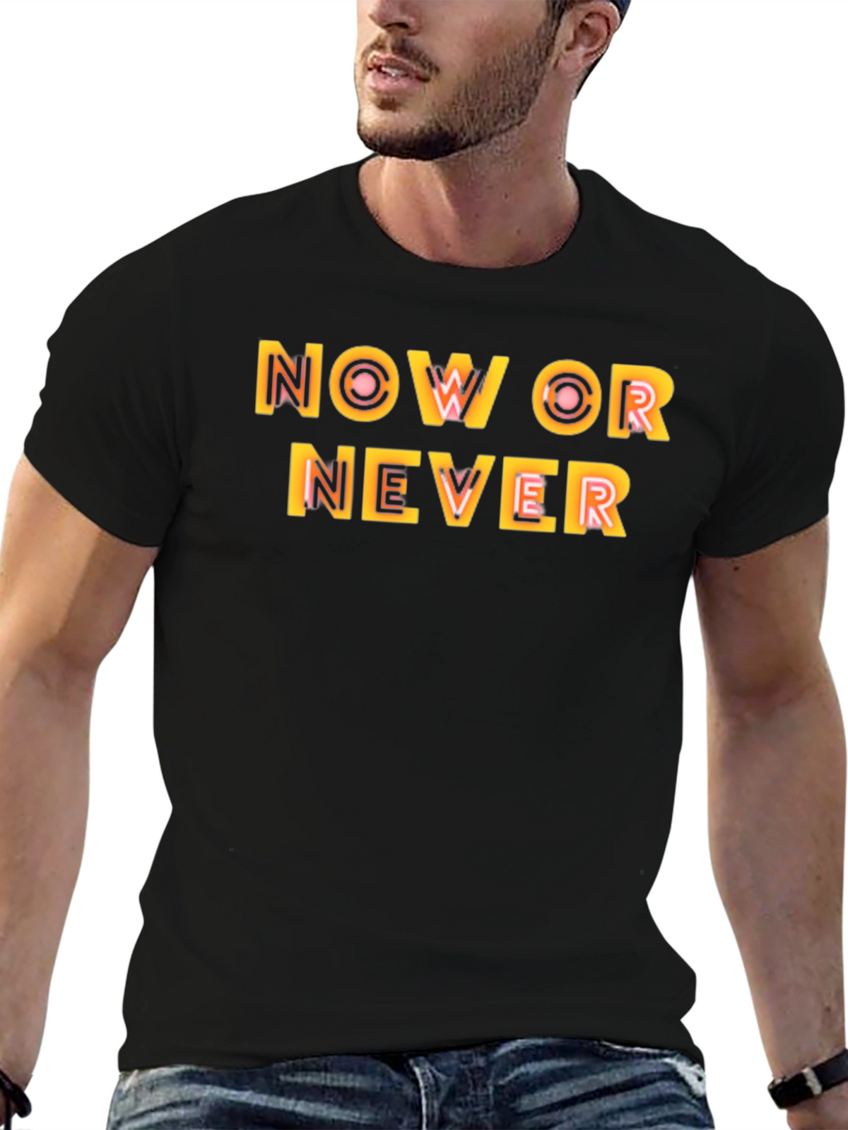 Now or Never Graphic Black Tee