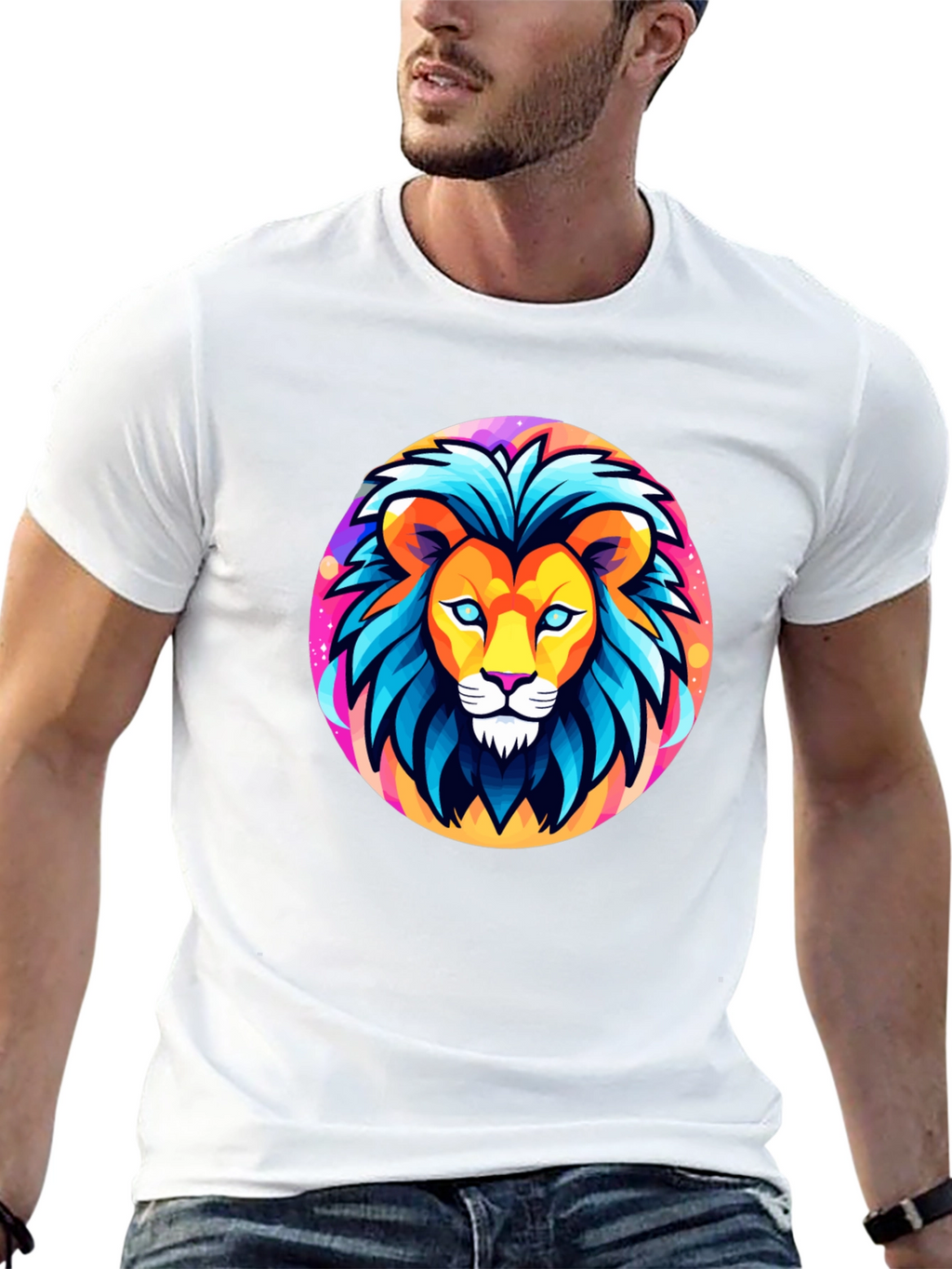 Bold Lion Graphic Tee - Black Cotton Shirt