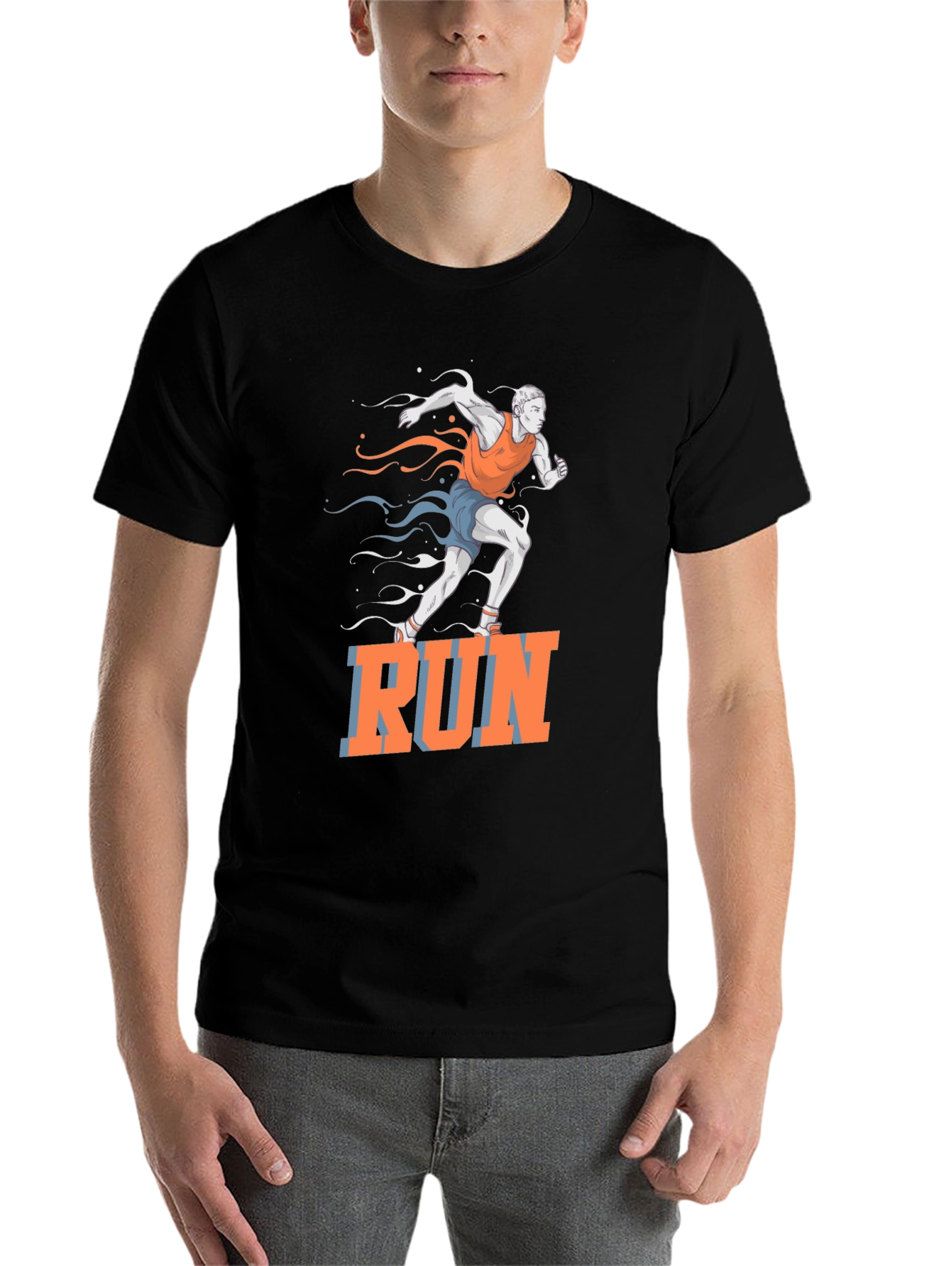 Mens Run Graphic T-Shirt - Black