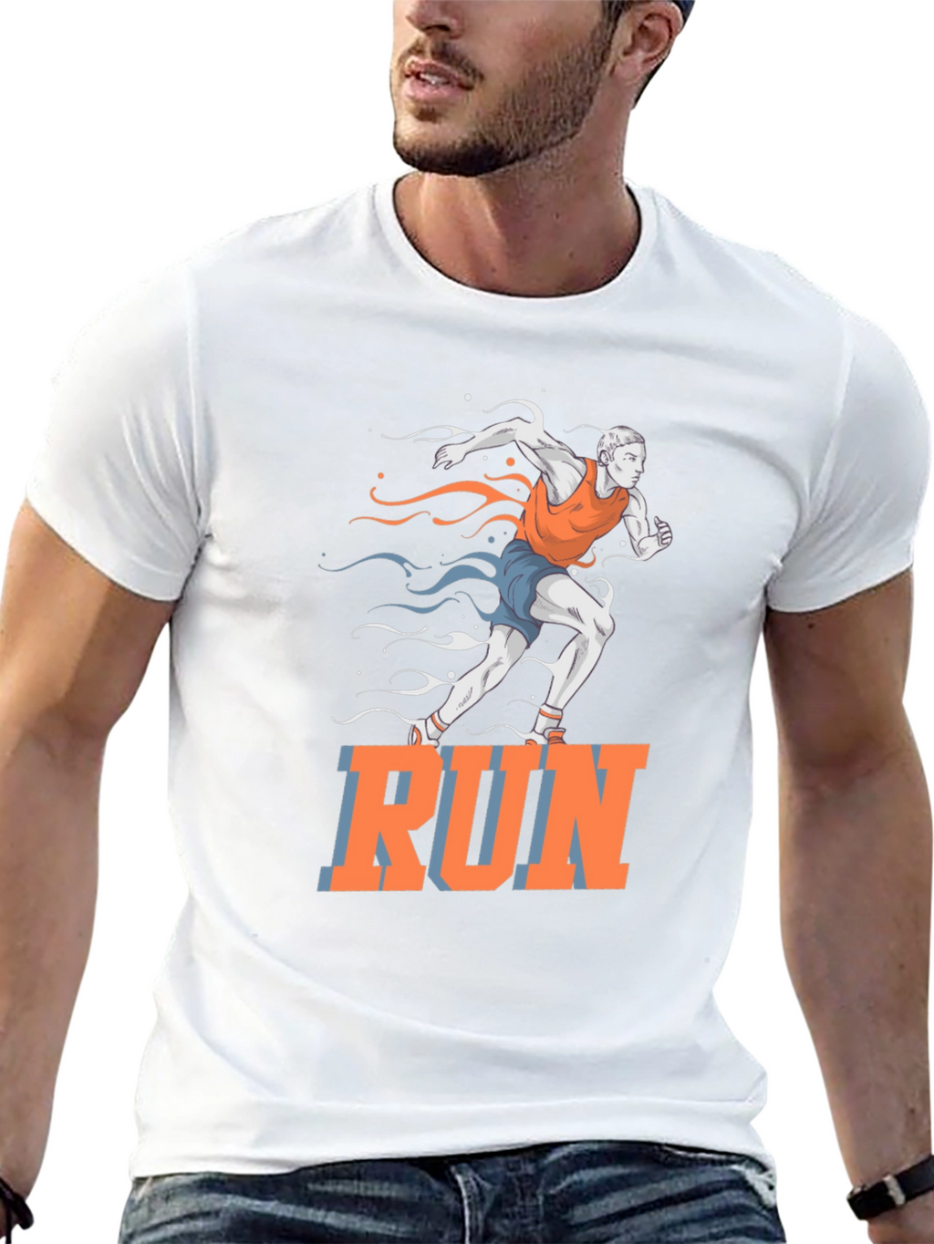 Mens Run Graphic T-Shirt - Black